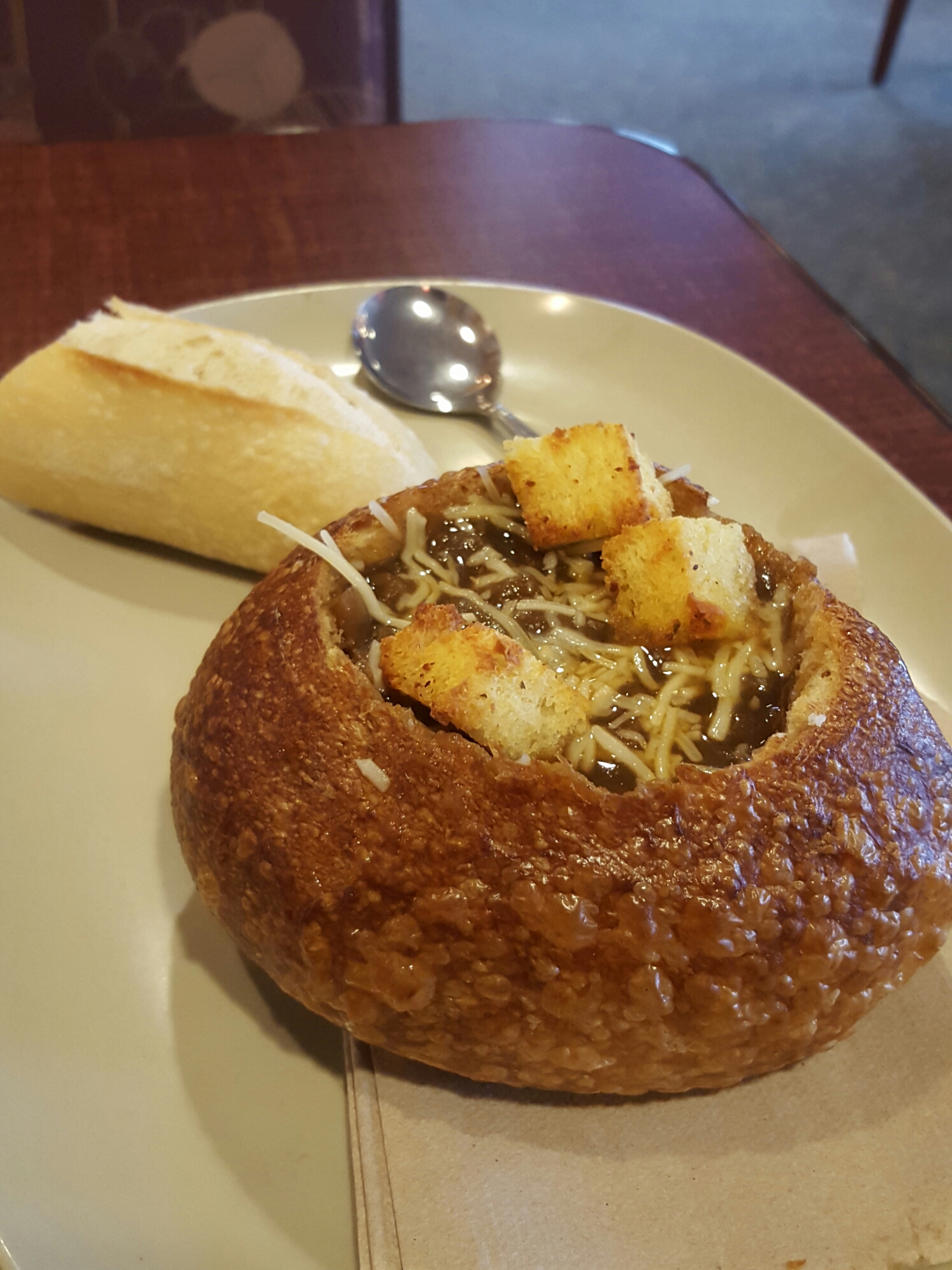 French Onion Soup in a Bread Bowl, courtesy of Panera Bread.